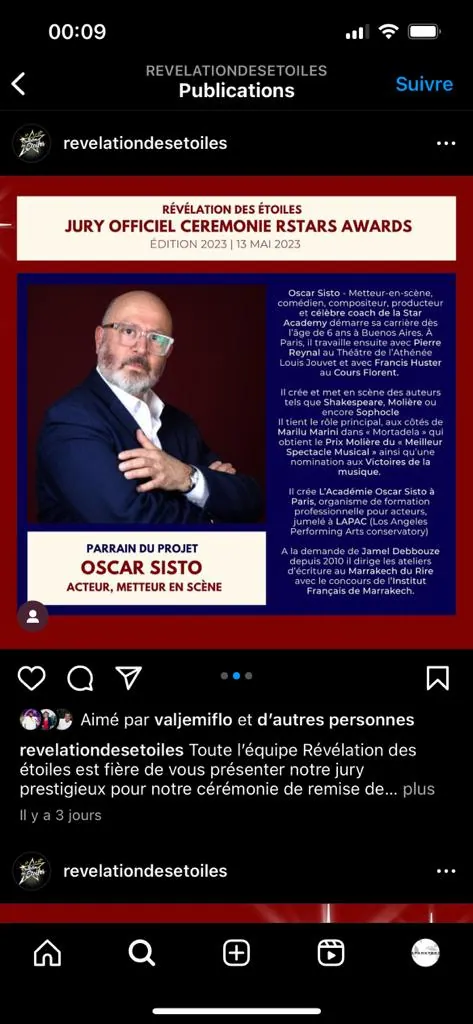 Le parrain de la cérémonie et jury est oscar sisto. Et organise le Marrakech du rire. Sparkteez a de quoi faire là-bas !